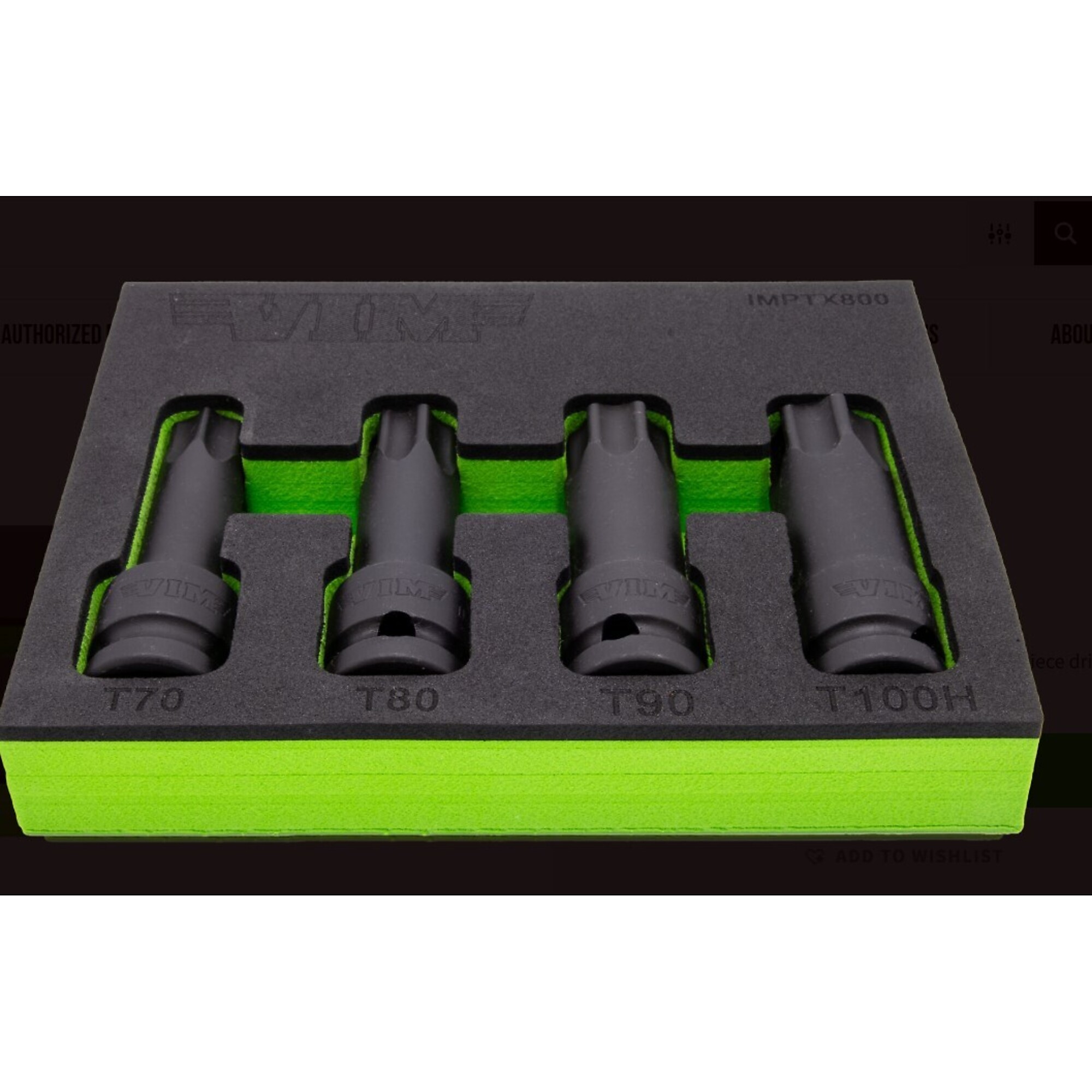 VIM Tools 1/2in. Drive Impact TORX Drivers — T70, T80, T90, T100, 3in. Long, One-Piece, Model# VIMIMPTX800
